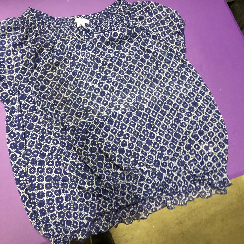 Sheer blouse with blue tank